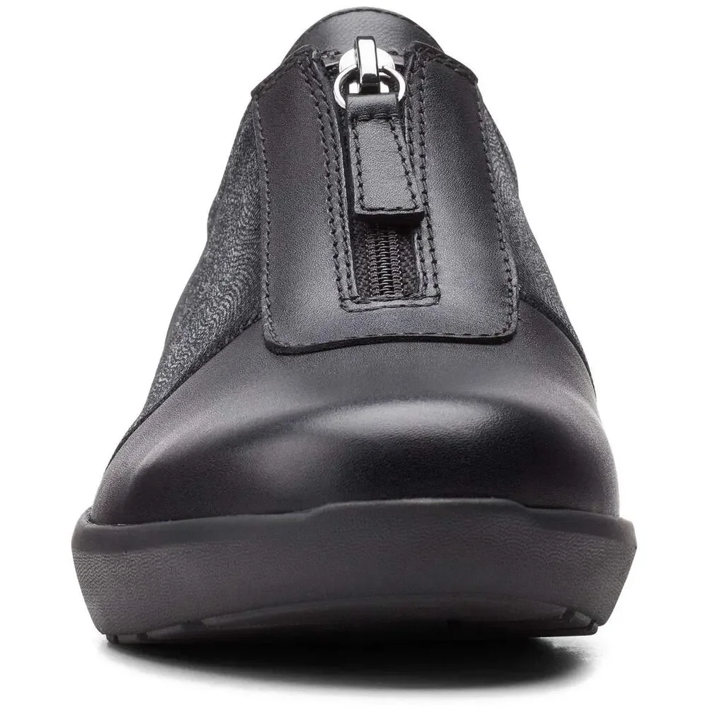 CLARKS WOMENS KAYLEIGH SAIL LOAFER, BLACK INTEREST SUEDE COMBI, 7 US